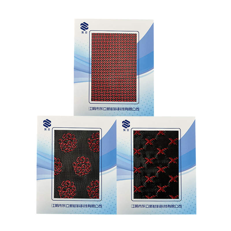 Rood/zwarte aramide koolstof gemengde koolstofvezel geweven stof Rood/zwarte aramide koolstof gemengde koolstofvezel geweven stof